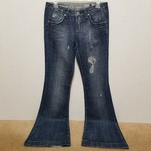 Buffalo David Bitton jeans 28 Beamer flare low rise stud bling pocket distressed